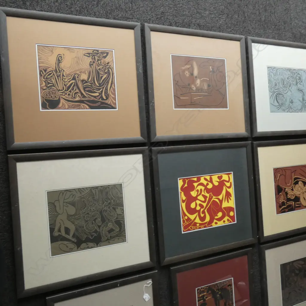 Nine framed and glazed Picasso prints Image 1++